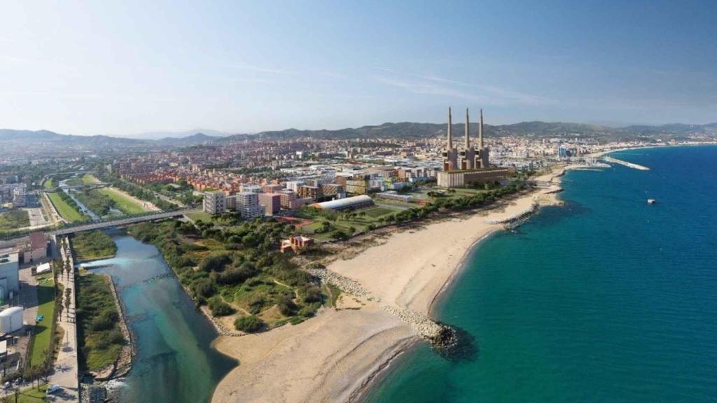 Recreación digital de la zona de las Tres Chimeneas tras su desarrollo