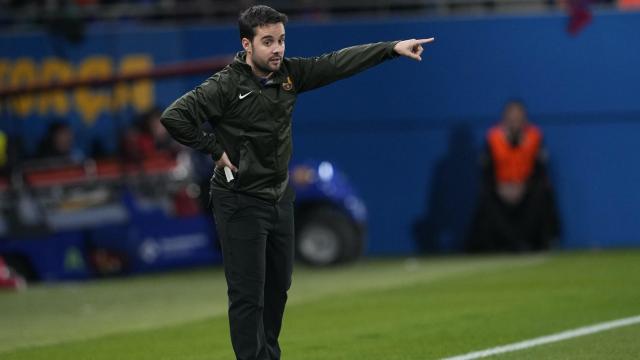 Jonatan Giráldez, durante el partido del Barça Femenino contra el Benfica