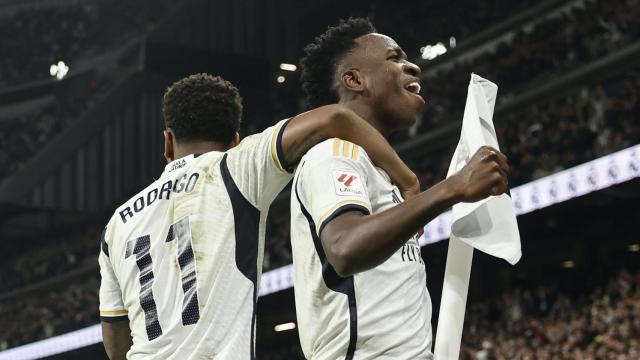 Vinicius Jr, celebrando un gol marcado con el Real Madrid
