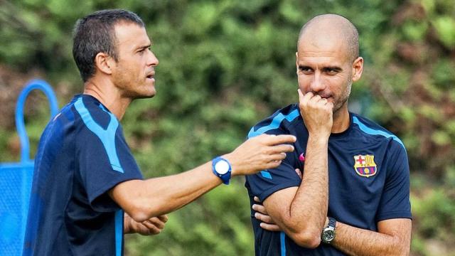 Guardiola y Luis Enrique, en su etapa de entrenadores del Barça