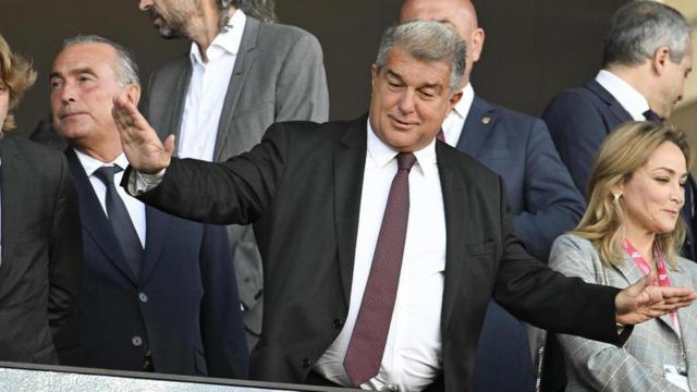 Joan Laporta, en el palco de Montjuïc durante un partido de Champions