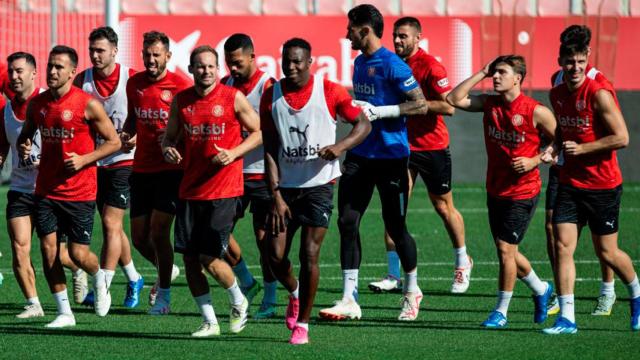 El Girona, durante una sesión de entrenamiento esta temporada 2023-24