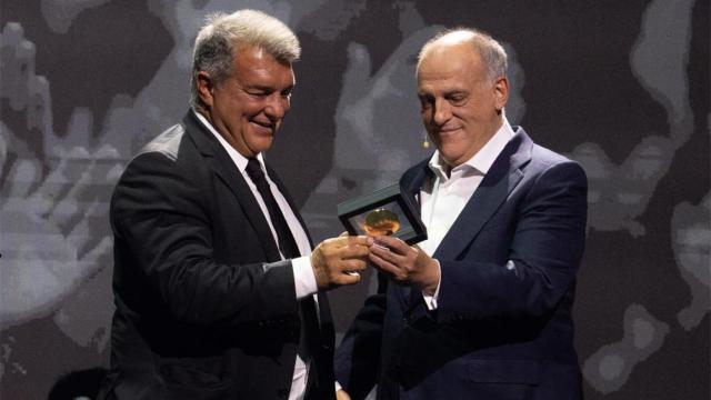 Joan Laporta y Javier Tebas, durante un acto de la Liga