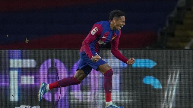 Raphinha celebra su gol al Almería