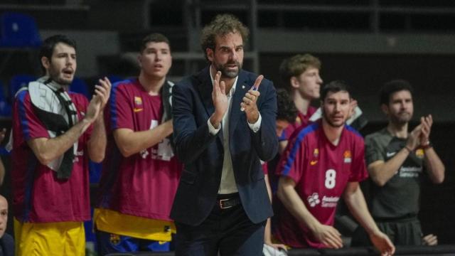 Roger Grimau, durante un partido con el Barça de basket