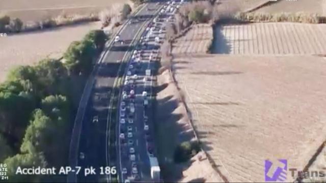 Imagen de las colas en la autopista AP-7
