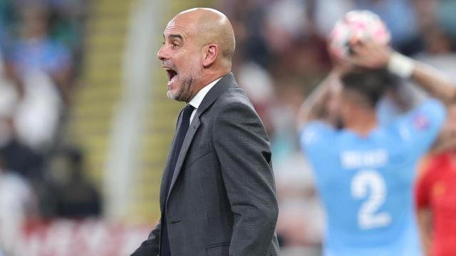 Pep Guardiola, durante un partido del Manchester City esta temporada