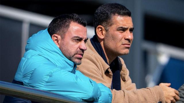 Rafa Márquez y Xavi Hernández, en la Ciutat Esportiva Joan Gamper