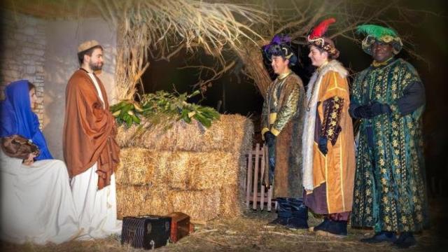 Escena del pesebre viviente de Manresa