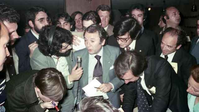 Josep Lluís Núñez, tras su victoria en las elecciones presidenciales del Barça de 1978
