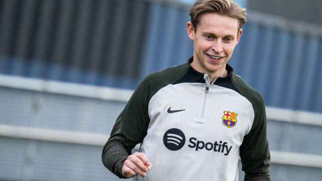 Frenkie de Jong, durante una sesión de entrenamiento del Barça