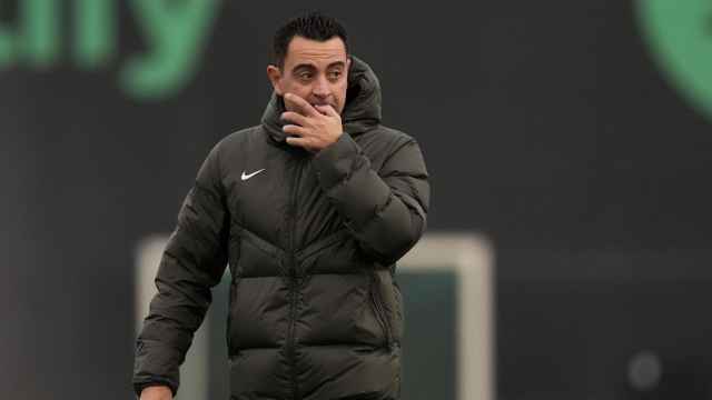 Xavi Hernández, en un entrenamiento del Barça después del parón de Navidad