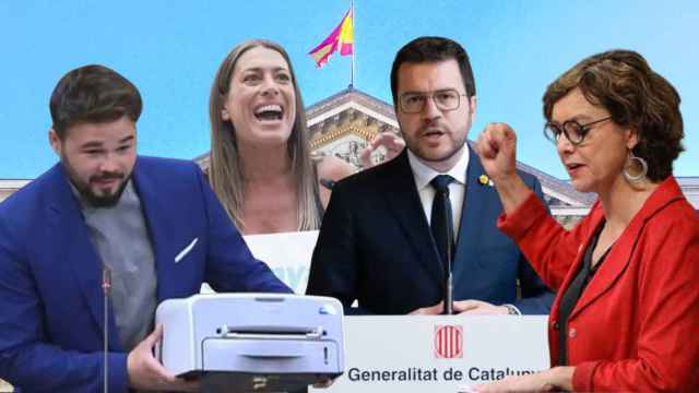 De izquierda a derecha, Gabriel Rufián, Míriam Nogueras, Pere Aragonès y Montserrat Bassa