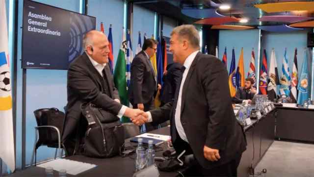 Joan Laporta y Javier Tevas, en una imagen de archivo