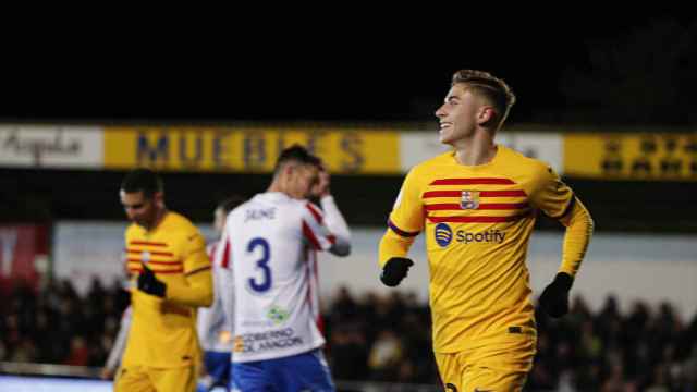 Fermín López, celebrando el gol marcado contra el Barbastro