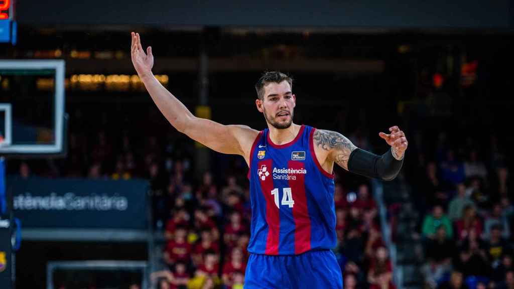 Willy Hernangómez celebra los puntos anotados contra el Obradoiro