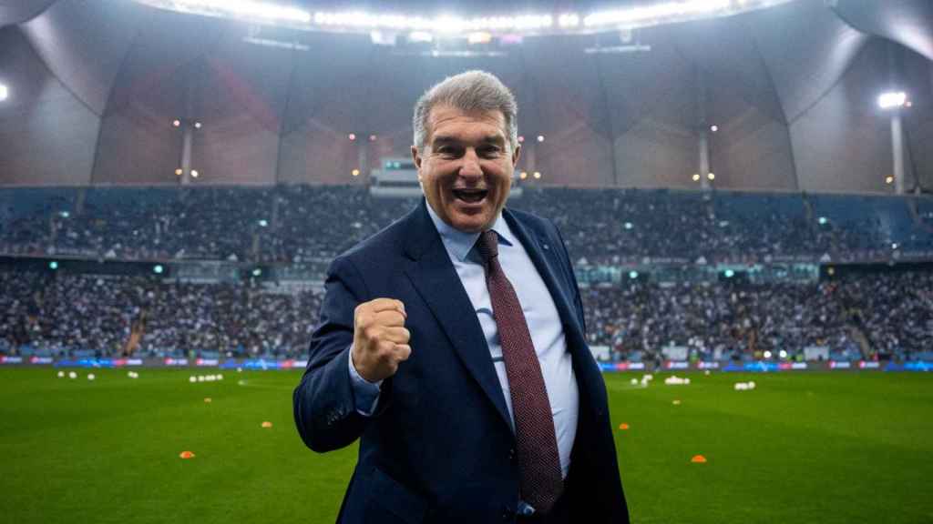 Laporta celebra la conquesta de la Supercopa d'Espanya 2022-23