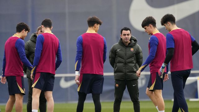 Xavi Hernández, durante un entrenamiento con el Barça en Sant Joan Despí