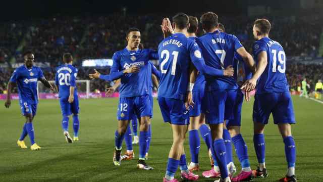 Los jugadores del Getafe celebran el gol al Sevilla en Copa