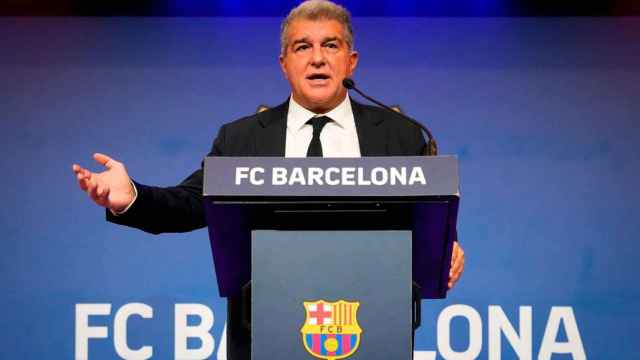 Joan Laporta, en la comidad de Navidad del Barça, el pasado mes de diciembre