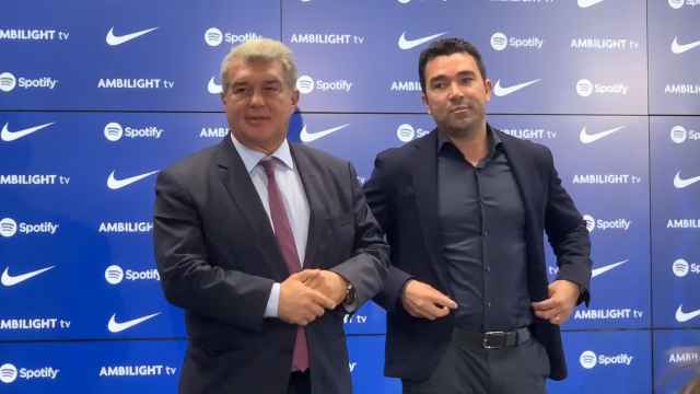 Deco y Joan Laporta, en un acto del Barça