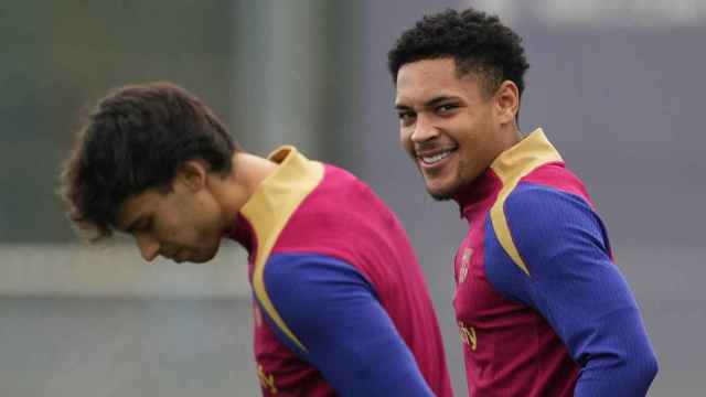 Vitor Roque, durante un entrenamiento con el FC Barcelona