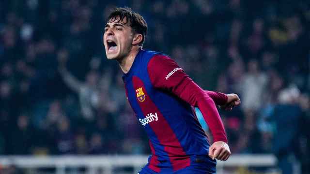 La euforia de Pedri tras anotar un gol contra el Villarreal