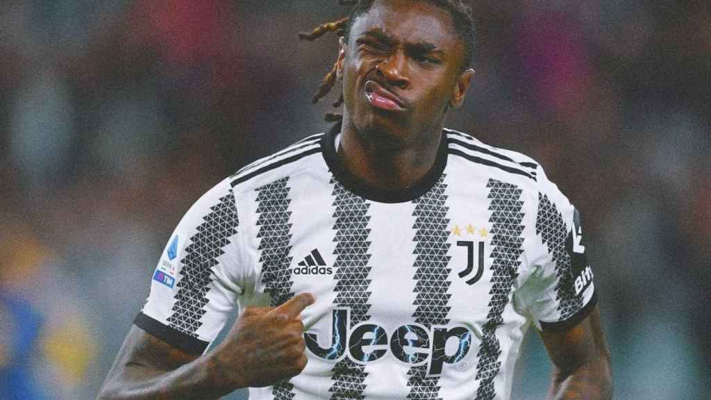 Moise Kean celebra un gol con la Juventus