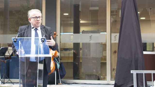 Jaume Padrós, presidente del Colegio de Médicos de Barcelona, en un acto colegial