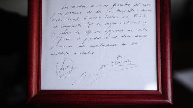 La famosa servilleta que supuso el primer contrato de Leo Messi con el Barça