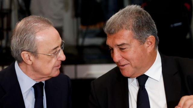 Joan Laporta y Florentino Pérez, durante una reunión de la Superliga