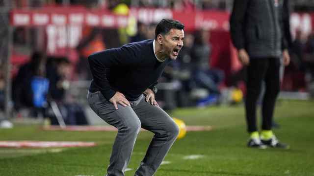 El enojo de Michel durante el empate del Girona contra la Real Sociedad