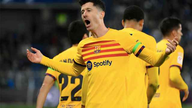 Robert Lewandowski, celebrando un gol contra el Alavés