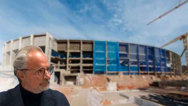 Fabio Beccaria, fundador de Litexco, ante las obras del Espai Barça