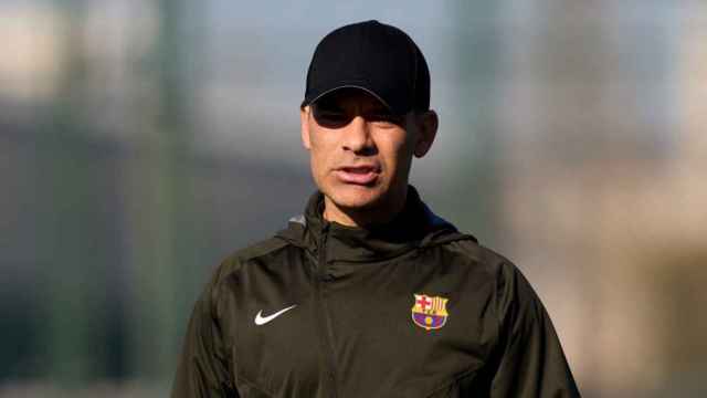 Rafa Márquez, en un entrenamiento del Barça B en la Ciutat Esportiva