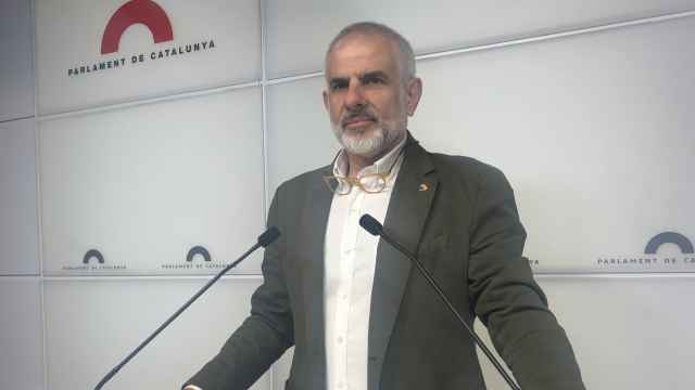 El presidente de Ciutadans en el Parlament, Carlos Carrizosa, en una rueda de prensa