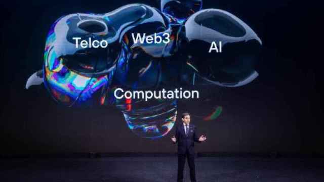 El presidente de Telefónica, José María Álvarez-Pallete, en la conferencia inaugural del Mobile World Congress de 2024