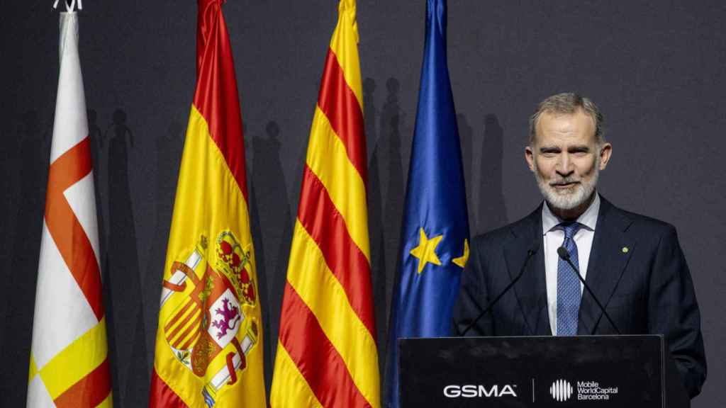 El Rey Felipe VI interviene durante la cena inaugural del MWC de 2024