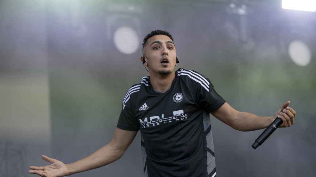 El raper Morad, durant un concert