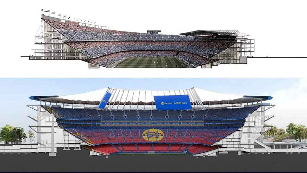 El diseño conceptual de los videomarcadores que tendrá el nuevo Camp Nou