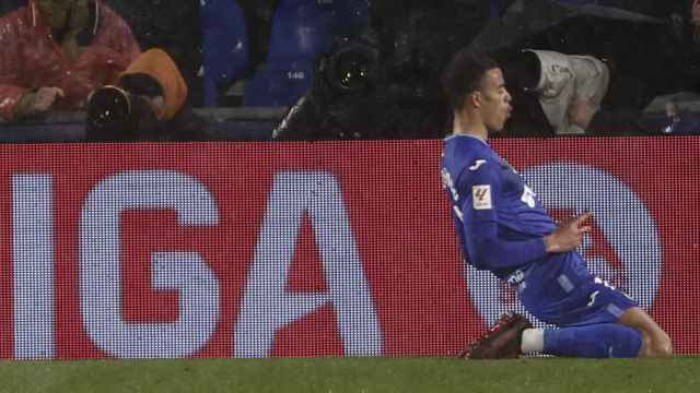 Mason Greenwood celebra un gol del Getafe contra Las Palmas