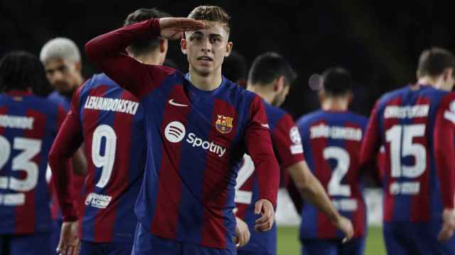 Fermín celebra su gol al Nápoles