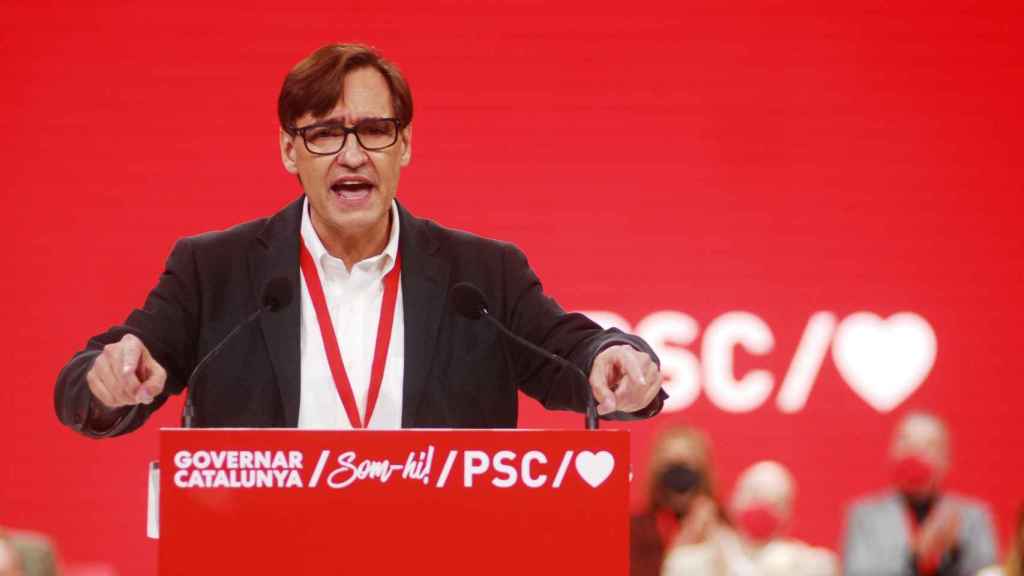 El líder del PSC, Salvador Illa, en el congreso extraordinario del PSC en diciembre de 2021