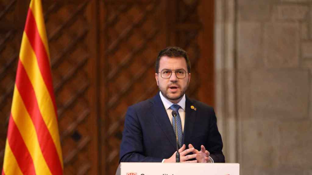 Pere Aragonès anuncia la convocatoria de elecciones anticipadas en Cataluña, en el Palau de la Generalitat