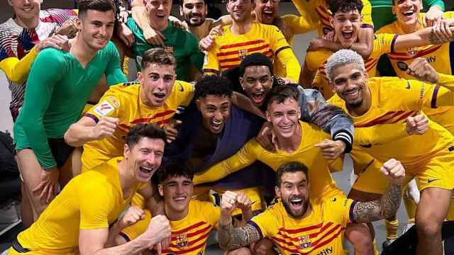 Celebración del Barça en el Metropolitano