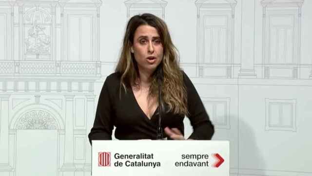 Patrícia Plaja, portavoz del Govern de la Generalitat, en la rueda de prensa posterior a la reunión del Gabinete de Crisis