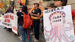 Protesta de inspectores de pesca marítima en Barcelona el 21 de marzo
