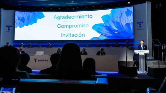El presidente de Telefónica, José María Álvarez-Pallete, durante la junta de accionistas de 2023 / TELEFÓNICA