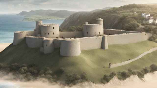 Imagen generada por IA de una fortificación en lo alto de una colina