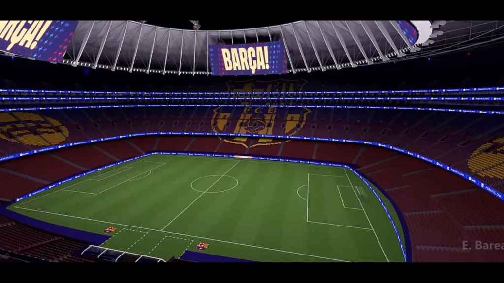 El render del nuevo Camp Nou con los videomarcadores